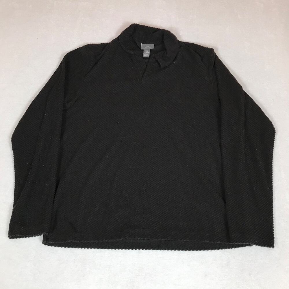 H&M Black Regular Fit Collared Coupe Standard Ribbed Soft Chunky Knit Sweater